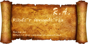 Ribár Annamária névjegykártya